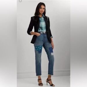 Lauren Ralph Lauren 100% Cotton Patchwork Boyfriend Jean Size 14